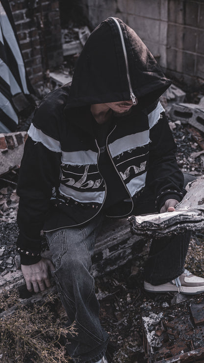 “UNKNWN” RECONSTRUCTED ZIP-UP HOODIE