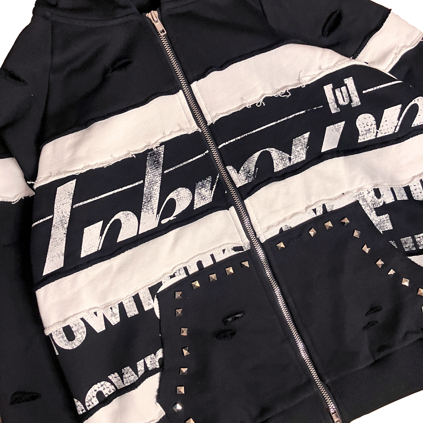 “UNKNWN” RECONSTRUCTED ZIP-UP HOODIE