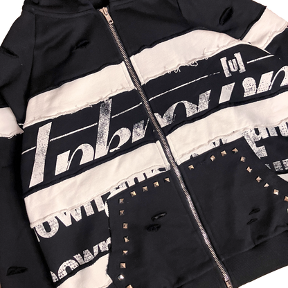 “UNKNWN” RECONSTRUCTED ZIP-UP HOODIE