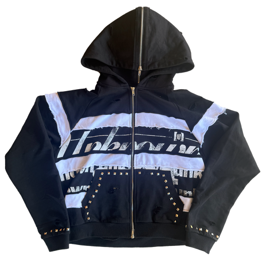 “UNKNWN” RECONSTRUCTED ZIP-UP HOODIE